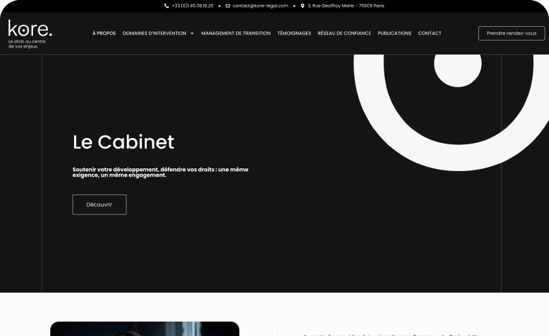 Kore Legal - Création site internet Avocat - Agence Opale
