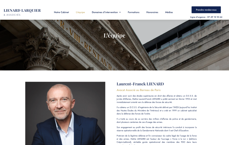 Maître Laurent-Franck Lienard - Création site internet Avocat - Agence Opale